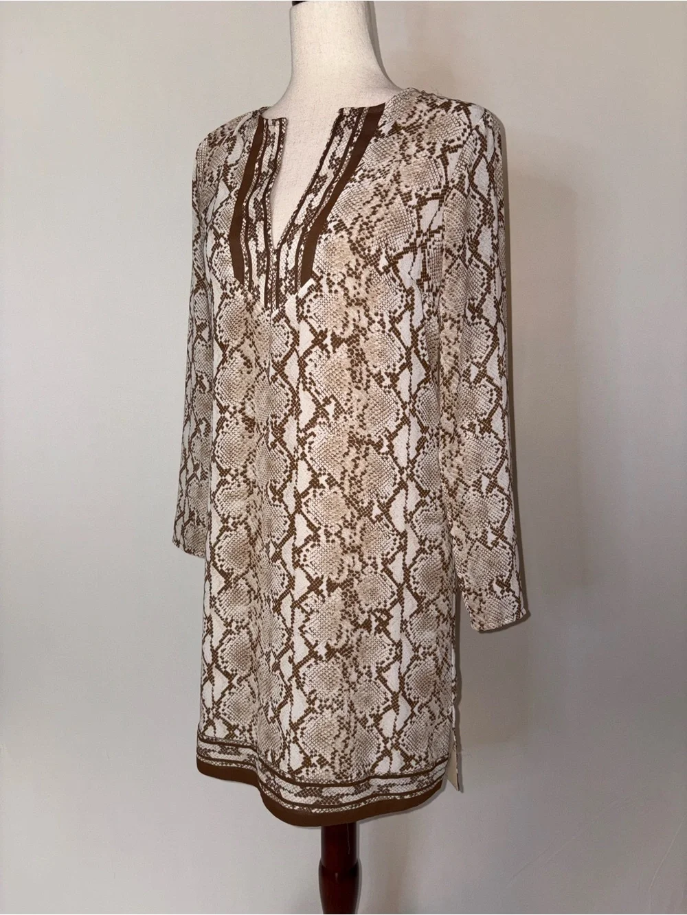 Michael Kors Snake-Print Long Sleeve Shift Tunic Dress‎